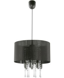 Lampex CAMILLA függőlámpa, kristály dekorral, d36cm, E27, 1x60W, fekete/króm, 661/1 CZA