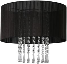 Lampex WENECJA mennyezeti lámpa, kristály dekorral, d36cm, E27, 1x60W, fekete, 153/1P CZA