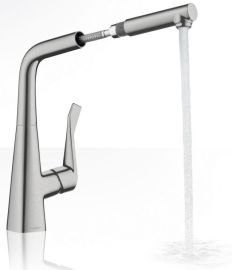Hansgrohe M7114-H320 mosogató csaptelep 320 mm, kihúzható fejjel, nemesacél felület 73812800