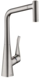 Hansgrohe M7116-H320 mosogató csaptelep kihúzható zuhanyfejjel, nemesacél felület 73801800