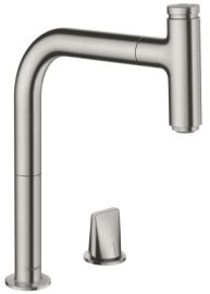 Hansgrohe M7119-H200 2-lyukú mosogató csaptelep kihúzható fejjel, nemesacél felület 73804800