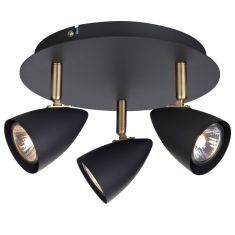 Markslöjd CIRO mennyezeti lámpa, fekete/sárgaréz, GU10, 3x35W 106320