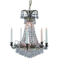 Markslöjd LACKÖ csillár, antik/kristály, E14, 6x40W 100642