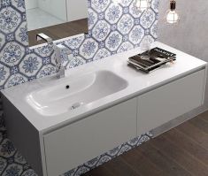 Marmy ASPEN öntött márvány aszimmetrikus mosdó, balos, 120x46 cm 80 7289 12 31 10