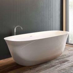 Marmy MONZA szabadon álló kád, öntött márvány, 165x65 cm, fényes fehér