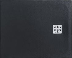 Marmy DOLOMITE szögletes, öntött márvány zuhanytálca, 80x100 cm, matt fekete 80 7639 80 10 54