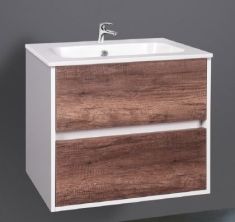 Wellis GINGER 60 2 fiókos mosdószekrény 59x45x55 cm, fehér/mogyoró színű 17020516-543