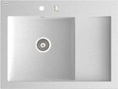 Marmorin NERO 80 egymedencés gránit mosogató, csepegtetővel, fehér 714113006