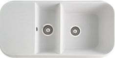 Marmorin OPAL egymedencés gránit mosogató, gyümölcsmosóval, fehér 440510006