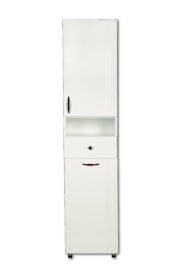 Libra PAULA kétajtós, ruhakosaras fürdőszoba szekrény, 180x40x33 cm, magasfényű fehér 06201728-27