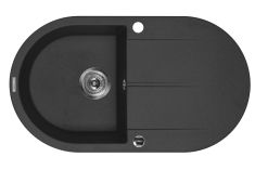 Deante LIETO egymedencés, gránit mosogató, csepegtetővel, + AJÁNDÉK, fekete, 78x44x18 cm, ZQI211B