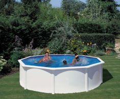 PONTAQUA WHITE kör alakú merevfalú medence, 350x120 cm, szkimmerrel, befúvóval FFA 811
