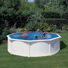 PONTAQUA WHITE merevfalú medence, kerek, 460x120 cm, szkimmerrel, befúvóval, FFA 812