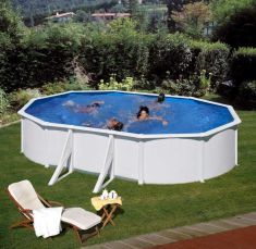 PONTAQUA WHITE merevfalú medence, ovális 6.1x3.75x1.2 m, szkimmerrel, befúvóval FFA 752
