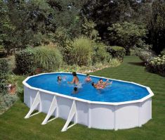 PONTAQUA WHITE merevfalú medence, ovális 7.3x3.75x1.2 m, szkimmerrel, befúvóval FFA 753