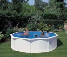 PONTAQUA WHITE STAR kör alakú merevfalú medence 350x132 cm, szkimmerrel, befúvóval FFA 711