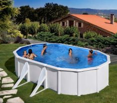 PONTAQUA WHITE STAR merevfalú medence,ovális 6.1x3.75x1.3 m, szkimmerrel, befúvóval FFA 762