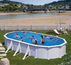 PONTAQUA WHITE STAR merevfalú medence,ovális 7.3x3.75x1.3 m, szkimmerrel, befúvóval FFA 763