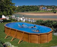 PONTAQUA WOOD merevfalú medence, ovális, 730x375x120 cm, szkimmerrel, befúvóval FFA 783