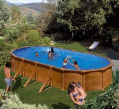 PONTAQUA WOOD STAR merevfalú medence, ovális,730x375x120 cm, szkimmerrel, befúvóval FFA 773