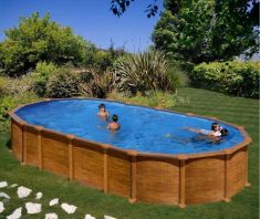 PONTAQUA WOOD STAR merevfalú medence, ovális,915x470x120 cm, szkimmerrel, befúvóval FFA 774