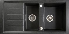 Marmorin PROFIR egymedencés gránit mosogató, gyümölcsmosóval csepegtetővel, fekete 160513002