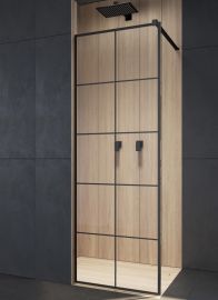 Radaway MODO NEW BLACK Walk-in zuhanyfal, edzett üveg, átlátszó/fekete, 50x200 cm 389054-54-55
