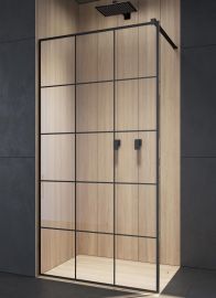 Radaway MODO NEW BLACK Walk-in zuhanyfal, edzett üveg, átlátszó/fekete, 90x200 cm 389094-54-55