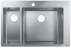 Hansgrohe S711-F655 beépített rozsdamentes mosogató 75.5x50 cm, 1.5 medencés, 1 lyukas 43309800