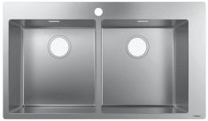 Hansgrohe S711-F765 beépített rozsdamentes mosogató 86.5x50 cm, 2 medencés, 1 lyukas 43303800