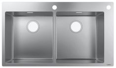 Hansgrohe S712-F765 beépített rozsdamentes mosogató 86.5x50 cm, 2 medencés, 2 lyukas 43311800