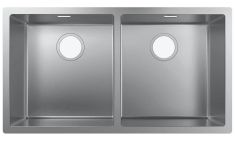 Hansgrohe S719-U765 pult alá építhető rozsdamentes mosogató, 2 medencés, 81.5x45 cm 43430800