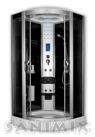 Sanimix íves hidromasszázs zuhanykabin, 100x100x222 cm, elektronikával 22.8318