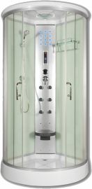 Sanimix íves hidromasszázs zuhanykabin, 90x90x215 cm, elektronikával, fehér 22.8021-1