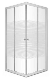 Sanimix szögletes zuhanykabin, 80x80x185 cm, tálca nélkül, csíkos üveggel 22.39.51-80