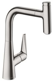 Hansgrohe Talis Select S mosogató csaptelep 220, kihúzható zuhanyfejjel, nemesacél felület 72822800