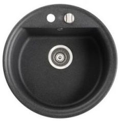 Marmorin TANAT egymedencés gránit mosogató, kerek, fekete 270803002