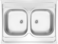 Deante TANGO kétmedencés mosogató, hátfallal, rozsdamentes, 80x60x14 cm, textil hatású ZM6320N