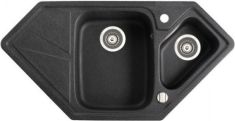 Marmorin TORRO egymedencés gránit mosogató, gyümölcsmosóval csepegtetővel, fekete 220613002