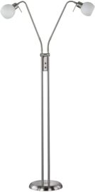 Trio FREDDY LED állólámpa, E14, 2x4W, matt nikkel-fehér 424810207
