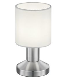 Trio GARDA asztali lámpa, fém/textil, matt nikkel-fehér, E14, 1x25W 595400101