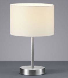 Trio HOTEL asztali lámpa, E14, 1x40W, 20x32 cm, matt nikkel-fehér 501100101