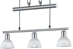 Trio LEVISTO LED függőlámpa, E14, 3x6W, matt nikkel, alabástrom fehér üveg 371010307