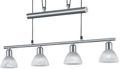 Trio LEVISTO LED függőlámpa, E14, 4x6W, matt nikkel, alabástrom fehér üveg 371010407