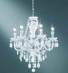 Trio LÜSTER csillár, E14, 5x40W, fehér/króm, akril kristály R1107-01