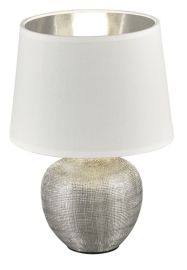 Trio LUXOR asztali lámpa, kerámia/textil, ezüst-fehér, 18x26 cm, E14, 1x40W R50621089