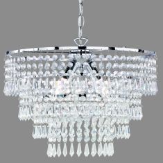 Trio ORIENT függőlámpa, kristály, króm, d42 cm, E14, 3x40W R13473006