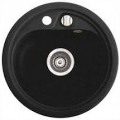 Marmorin VASK egymedencés gránit mosogató, kerek, fekete 260803002