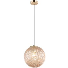 Viokef ASPA függőlámpa, d25cm, E27, 1x40W, sárgaréz/borostyán, 4206101