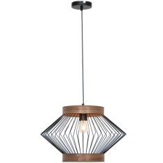 Viokef DARLING függőlámpa, d45cm, E27, 1x60W, fekete/fa, 4211900